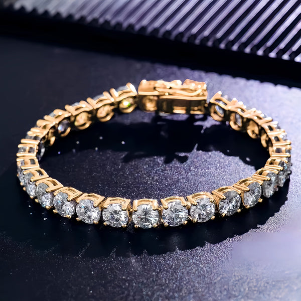 Pulsera en baño con chapa de oro y con 23 zirconias, estilo cartier