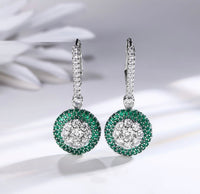 Set de aretes con anillo con zirconias. Combinado verde con blanco lo