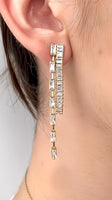 Aretes pendientes con zirconias en forma de baguette, estilo crystal baguette