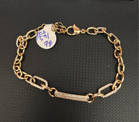 Pulsera en baño de chapa de oro con eslabón con zirconias, estilo Italy