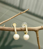 Aretes colgantes zirconias e imitación perla