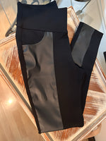 Legging combinado de tela con faux leather