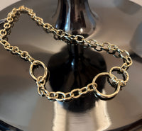 Collar de eslabones y dijes de círculos en baño de chapa de oro, estilo  Lady D